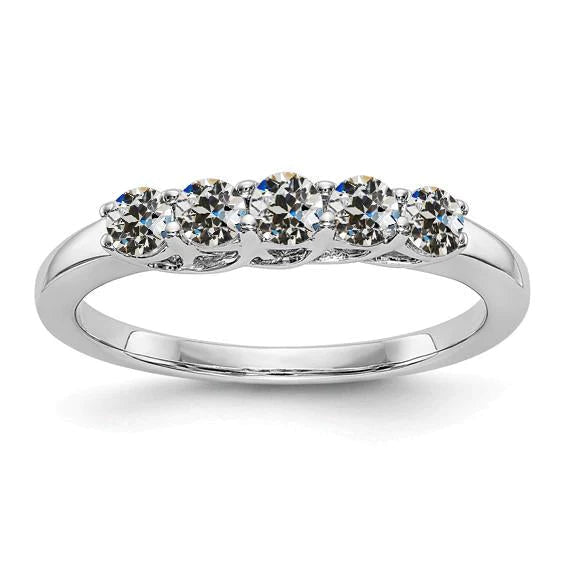 Anniversary Band Round Old Mine Cut Lab Grown Diamond White Gold 2.50 Carats