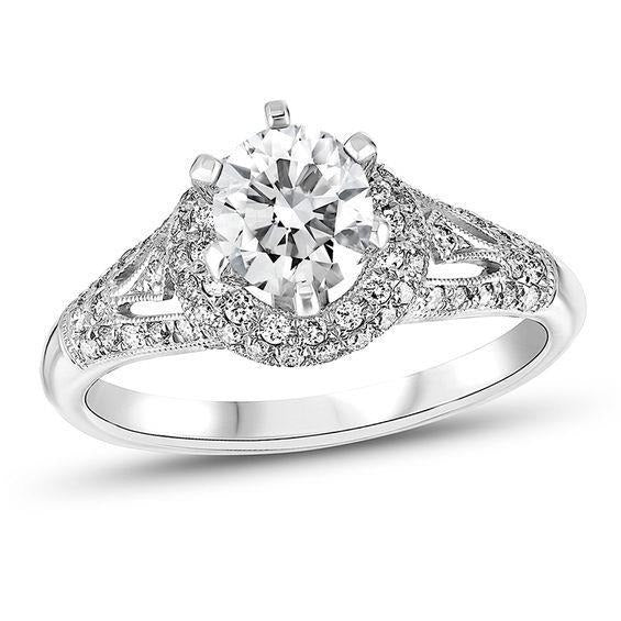 Antique Style 3.10 Carats Genuine Round Diamond Engagement Ring