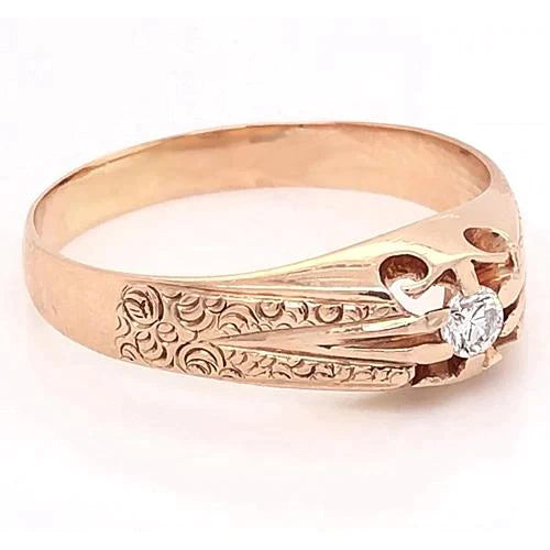 Antique Style Gypsy Men's Real Diamond Ring 0.50 Carats Filigree