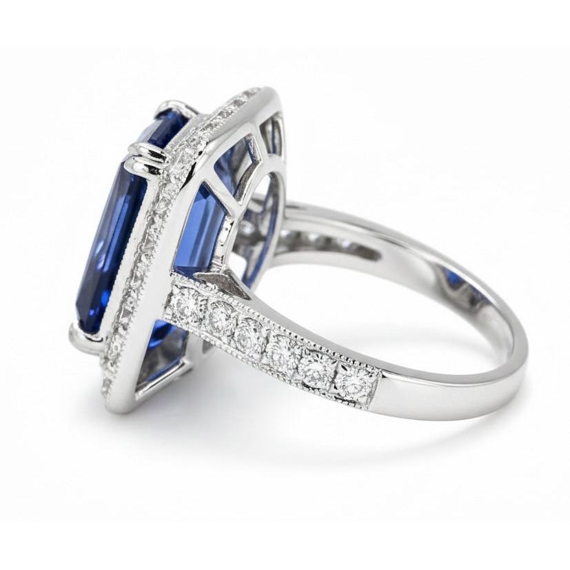 Antique Style Natural Earth Mined Diamond ( Not Lab Grown ) & Sri Lankan Sapphire Ring 9.50 Carats Gold 14K