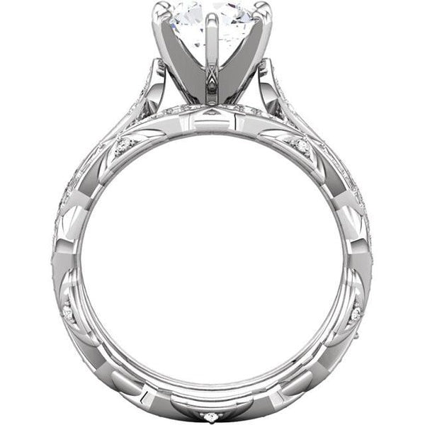 Antique Style Real Diamond Anniversary Ring 1.75 Carats White Gold 14K