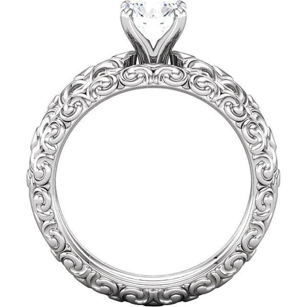 Antique Style Real Diamond Solitaire Engagement Ring 1.50 Carats