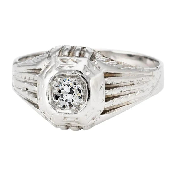 Antique Style Solitaire Engagement Ring Old Cut Round Real Diamond 1 Carat