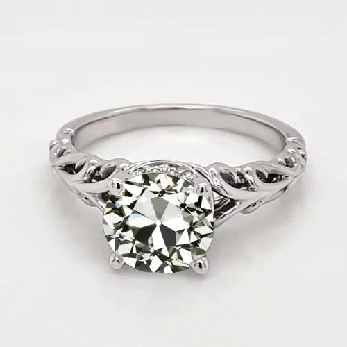 Antique Style Solitaire Ring Round Old Miner Genuine Diamond Gold 1.50 Carats
