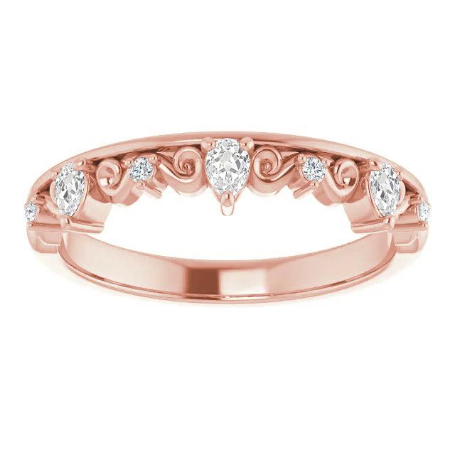 Antique Style Half Eternity Band Pear Old Cut Genuine Lab Grown Diamond 2.75 Carats