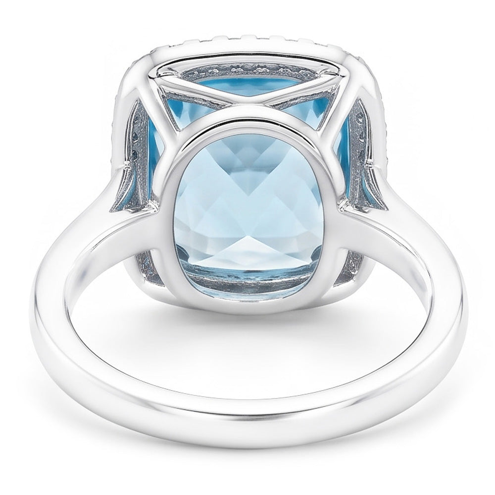 Aquamarine And Natural Earth Mined Diamond ( Not Lab Grown ) 9.50 Ct Wedding Ring Gold 14K