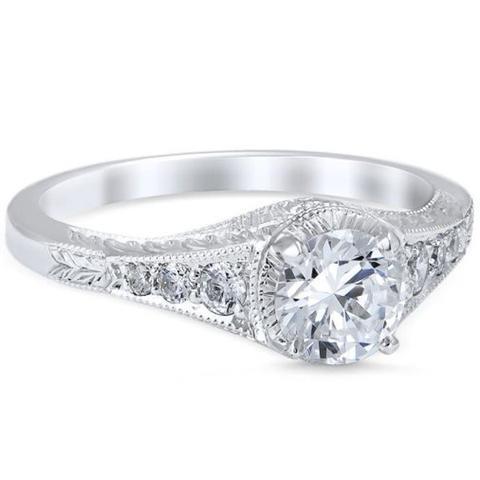 Art Nouveau Jewelry New Real Diamond Antique Style Engagement Ring