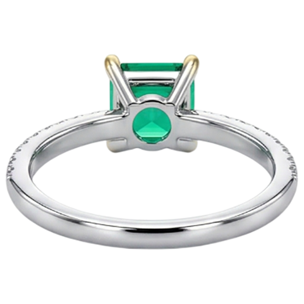 Handcrafted Fine Emerald Colored Stone Ring 3 ct – back view