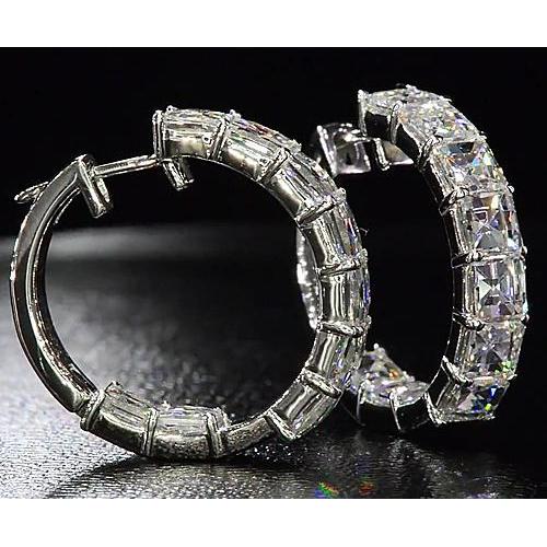 Genuine Diamond Hoop Earring 5.40 Carats White Gold 14K