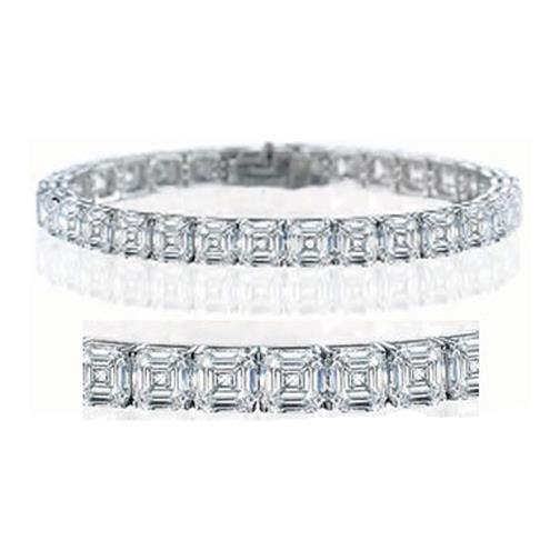 Asscher Cut Lab Grown Diamond Gorgeous Tennis Bracelet 48 Carats Gold Jewelry