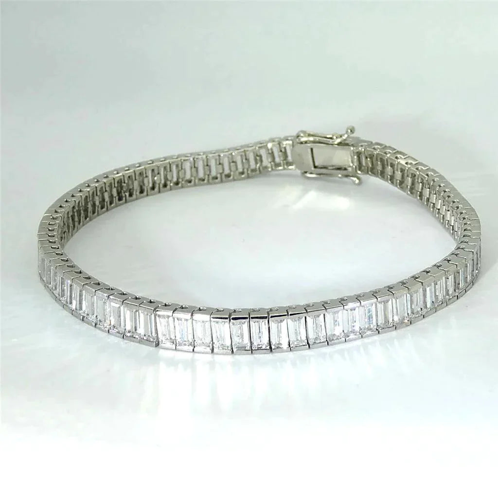 Baguette Cut Lab Grown Diamonds Tennis Gold Bracelet