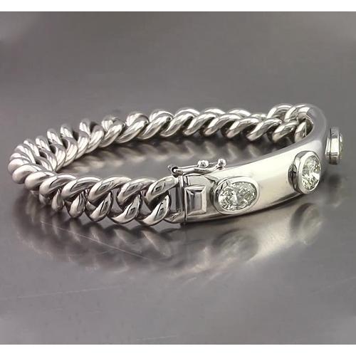 Bar Bracelet 4.50 Carats Oval, Round & Marquise Natural Diamond Mens Bracelet