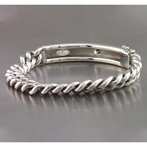 Bar Bracelet 4.50 Carats Oval, Round & Marquise Natural Diamond Mens Bracelet