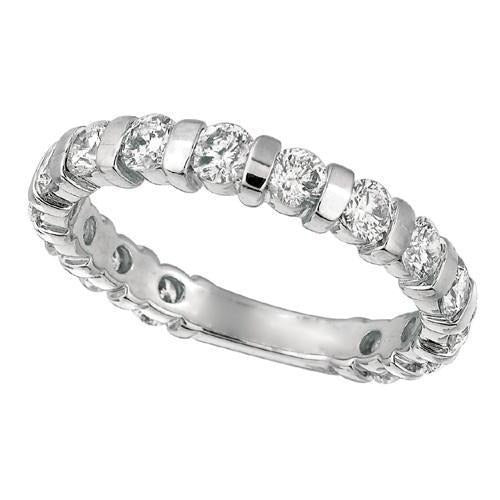 Bar Setting 3.50 Carats Round Lab Grown Diamond Anniversary Band Jewelry- Eternity Band-harrychadent.ca