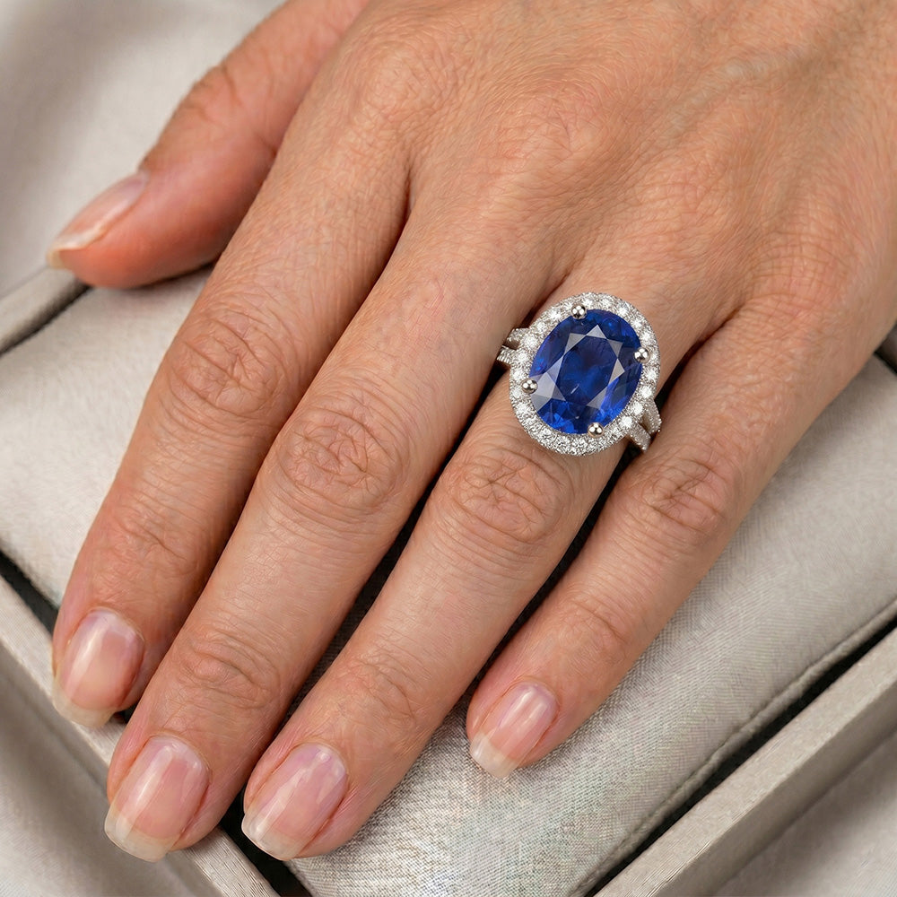 Beautiful 12 Ct Sapphire Natural Earth Mined Diamond ( Not Lab Grown ) Ring