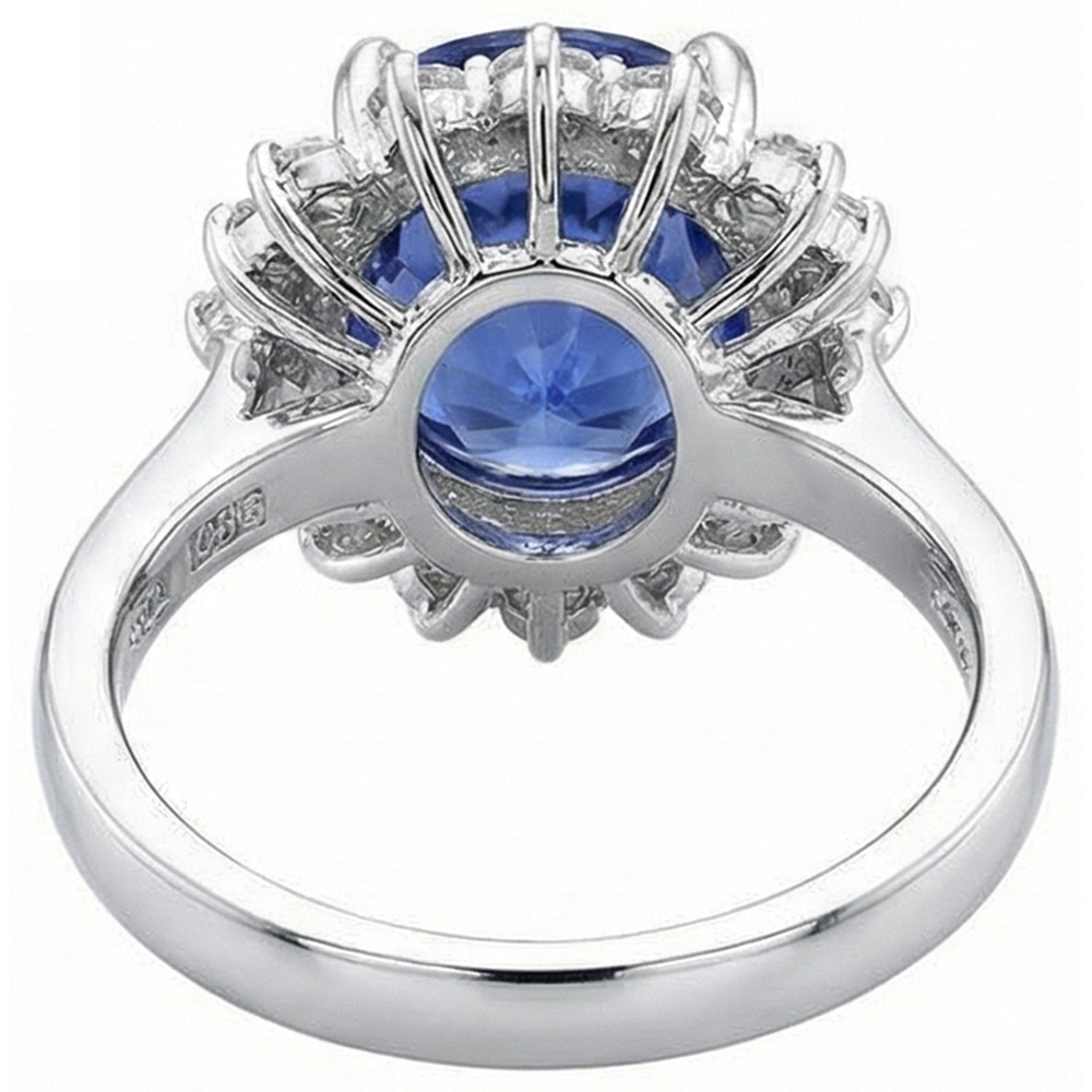 Beautiful 4 Carat Tanzanite Round Natural Earth Mined Diamond ( Not Lab Grown ) s Ring Jewelry