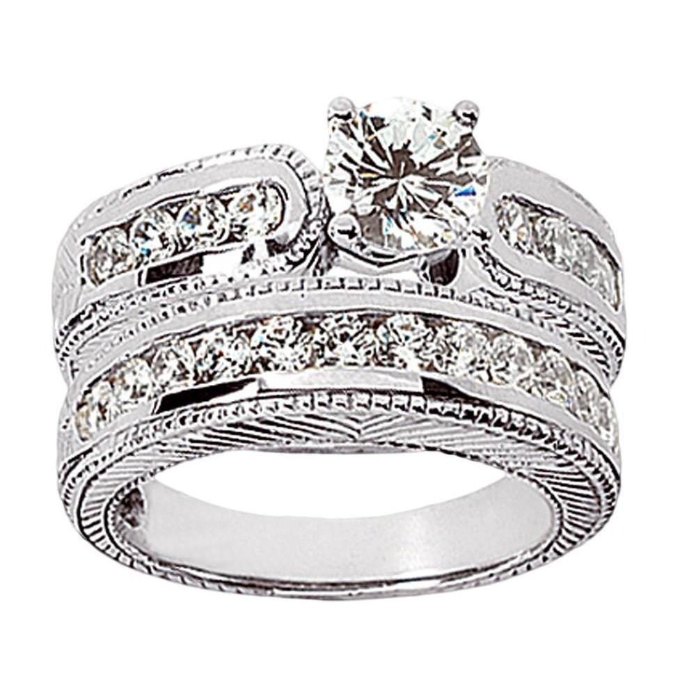 Beautiful 2 Carat Real Diamonds Engagement Ring Set White Gold - Engagement Ring Set-harrychadent.ca
