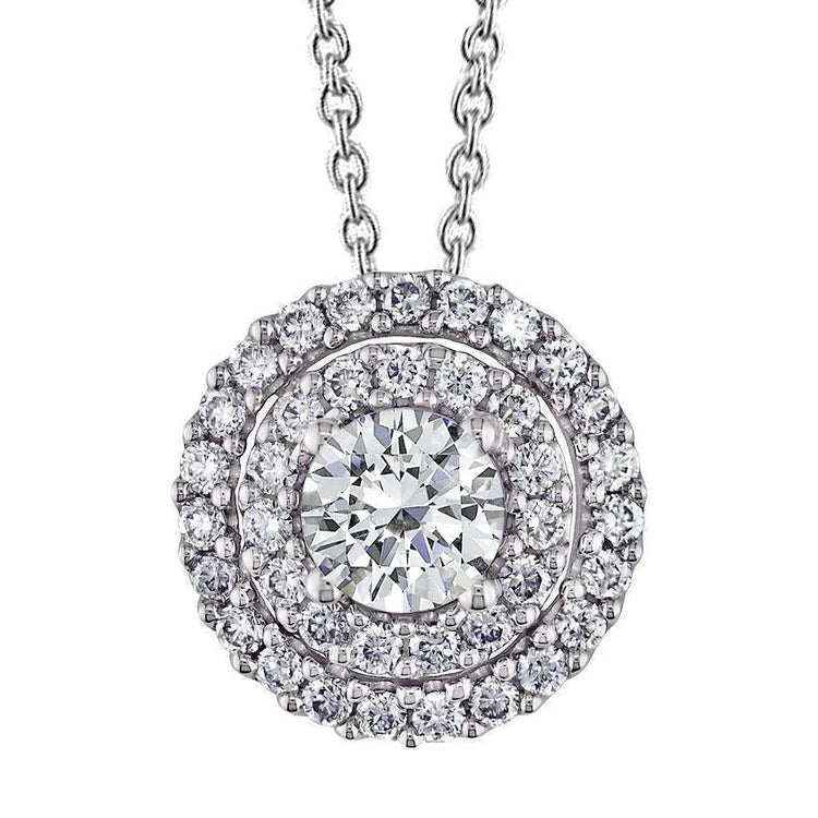 Beautiful Double Halo Real Diamond Slide Pendant 5.60 Carats Gold Jewelry