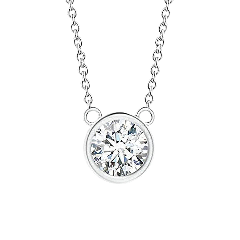 Beautiful Round Cut Solitaire Natural Diamond Pendant 1.0 Carat White Gold 14K