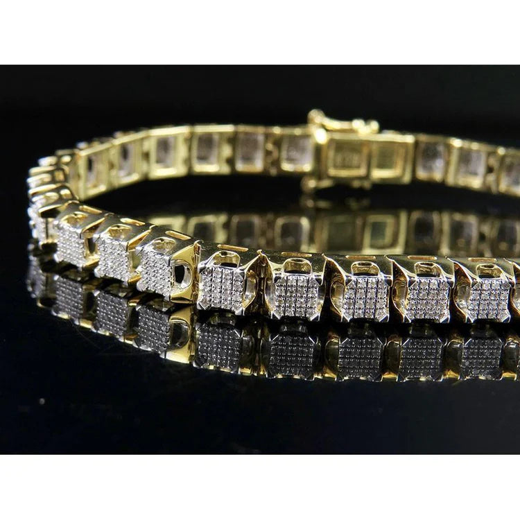 Beautiful Round Shape Genuine Diamond Men Bracelet 5.75 Carats 14K Gold