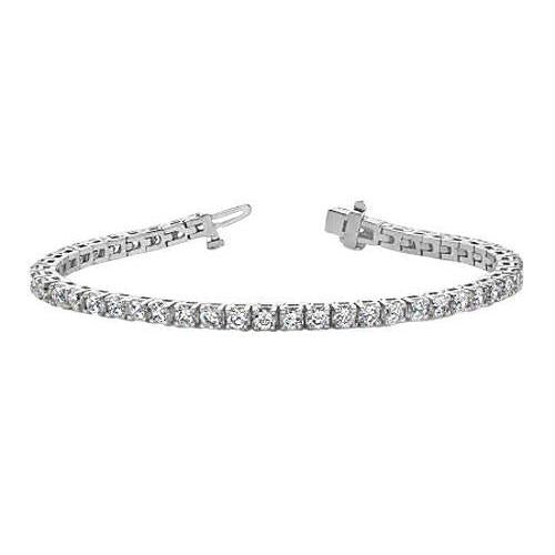 Beautiful Round Prong Set White Lab Grown Diamonds Tennis Bracelet Solid Gold