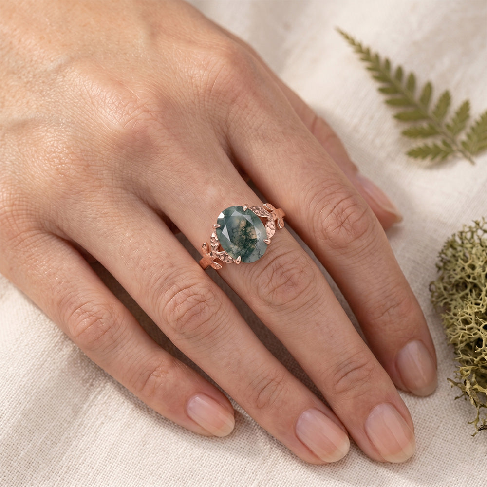Bespoke 4.0-ct Dendritic Agate Precious Stone Ring