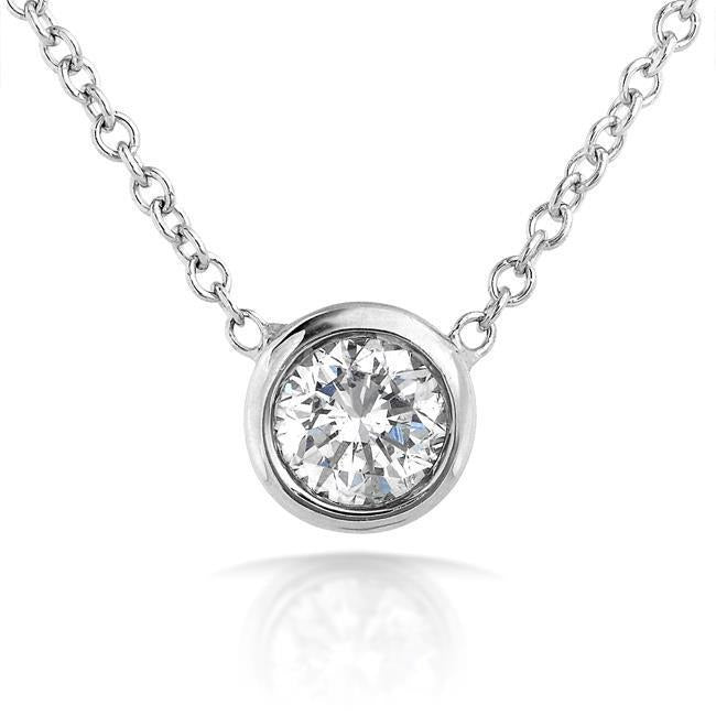 Bezel Set Natural Round Diamond Pendant Women Gold Jewelry 2 Carats