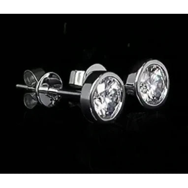 Solitaire 1 Carat Round Natural Diamond Stud Earrings Fine Jewelry