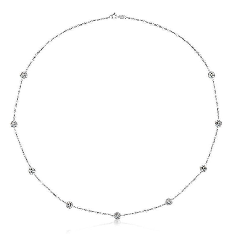 Bezel Setting F Vs1 6 Carats Real Yard Of Diamonds Necklace White Gold