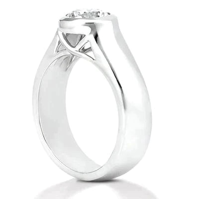 Bezel Setting Round Real Diamond Ring