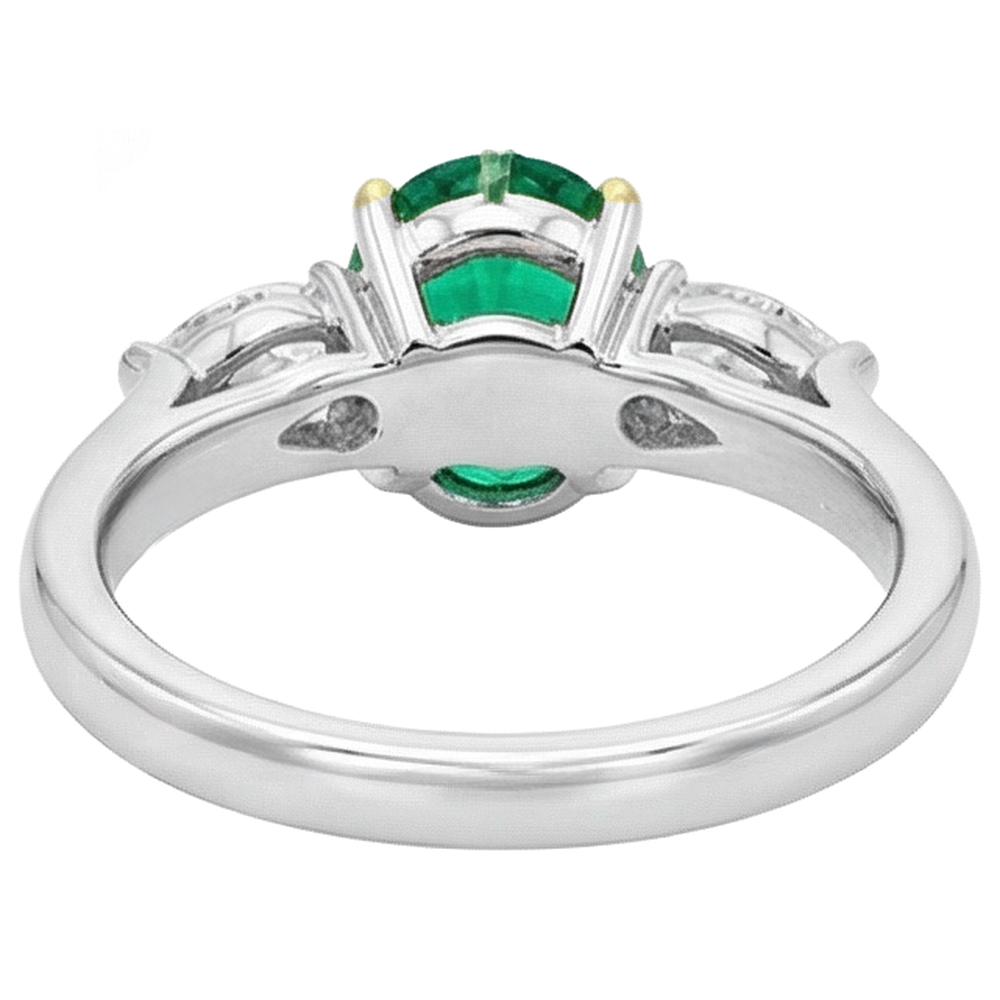 Gemstone Ring 14K Two Tone Gold with Colombian Emerald – back view