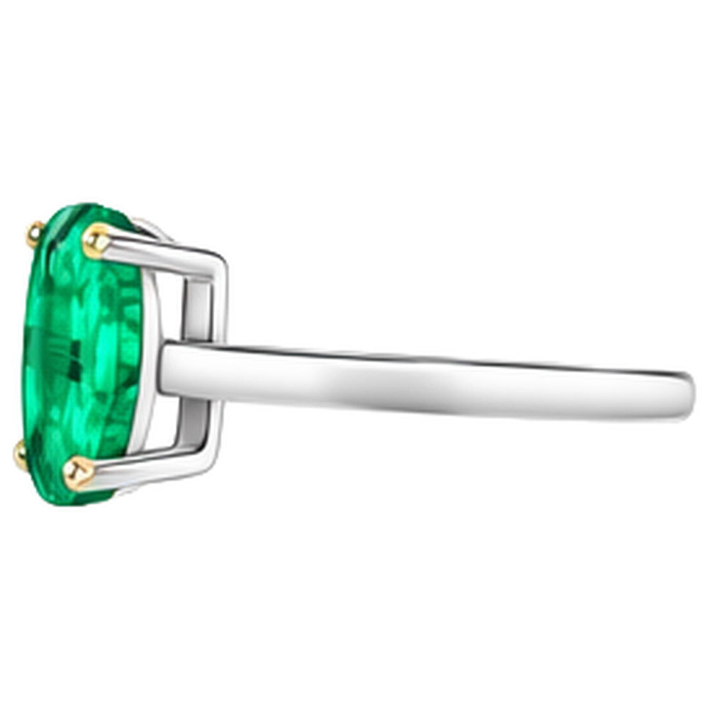 Fine Emerald Precious Stone Ring 4 ct – top view