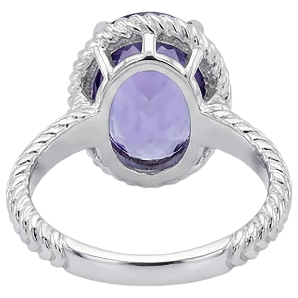 Big Solitaire Oval Tanzanite Ring 2.50 Carats Prong Set White Gold 14K