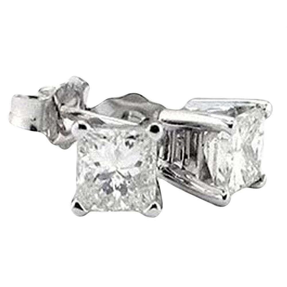 Big 6 Carat Princess Real Diamond Studs Earrings Pair Gold - Stud Earrings-harrychadent.ca