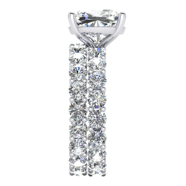 Big Cushion Real Diamond Engagement Ring Set 12.50 Carats