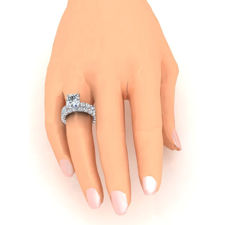 Big Cushion Real Diamond Engagement Ring Set 12.50 Carats
