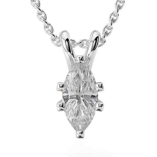Big Marquise Cut 2 Ct Solitaire Natural Diamond Pendant Necklace White Gold