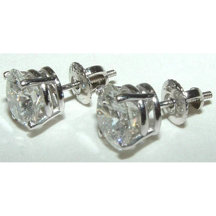 Big Natural Diamond Stud Earring 5.02 Carats Diamond Platinum