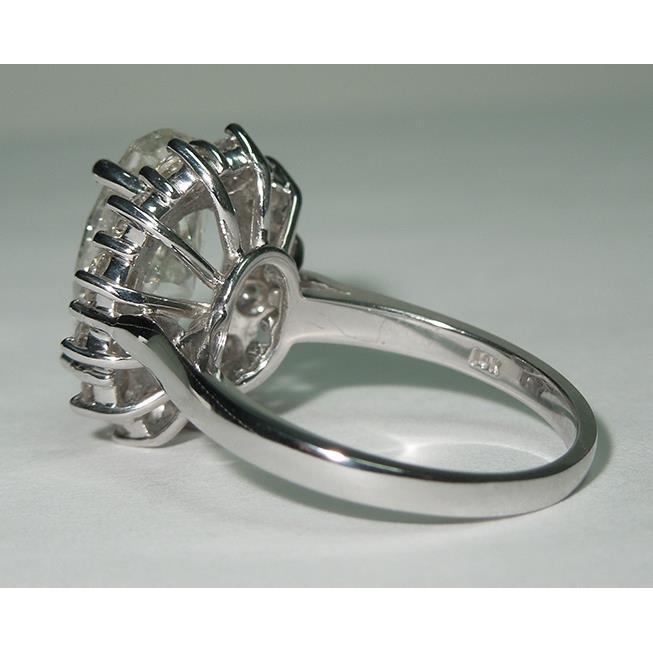 Big Oval Flower Style Genuine Diamond Halo Ring 4.75 Carats Women White Gold 14K Jewelry