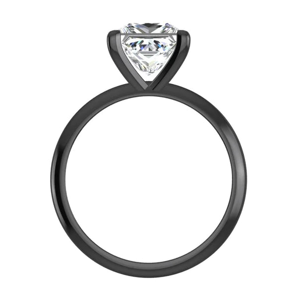 Black Gold Princess Real Diamond Solitaire Ring 2.50 Carats