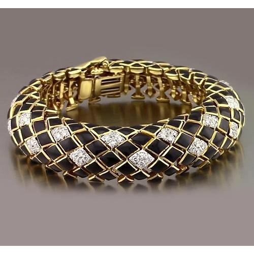 Black Yellow Gold Genuine Diamond Men's Bracelet 4.80 Carats Jewelry New