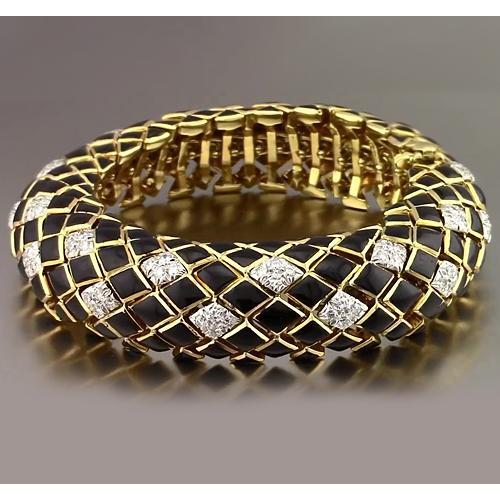 Black Yellow Gold Genuine Diamond Men's Bracelet 4.80 Carats Jewelry New