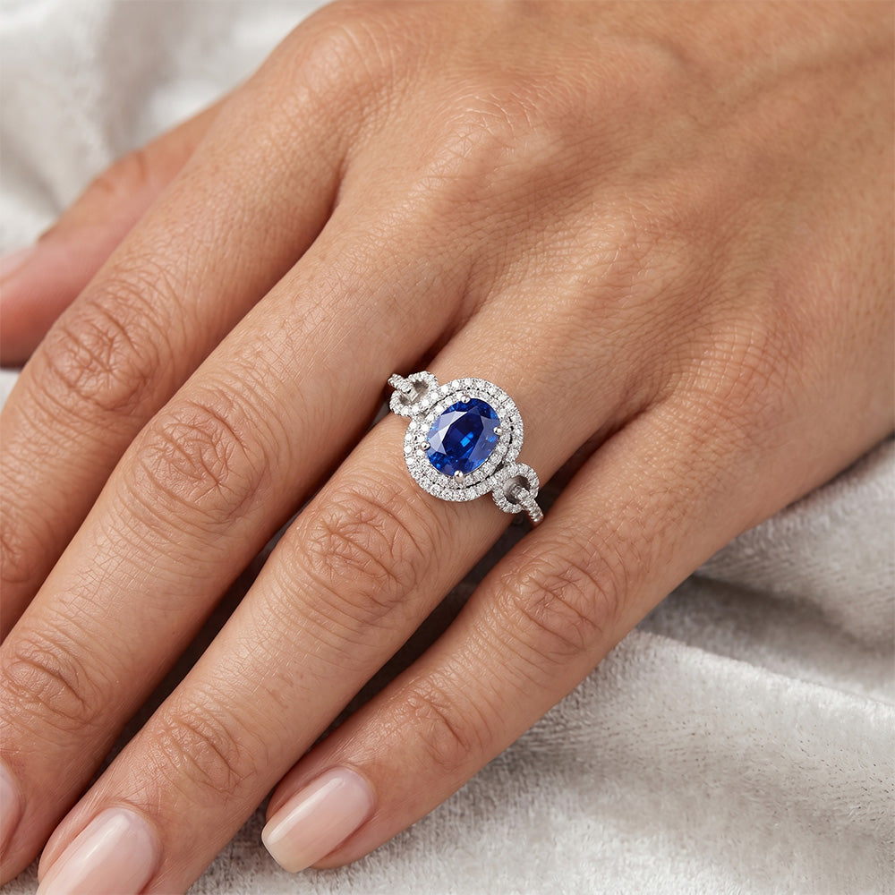 Blue AAA Ceylon Sapphire With Natural Earth Mined Diamond ( Not Lab Grown ) Ring 2.75 Carats Gold Jewelry