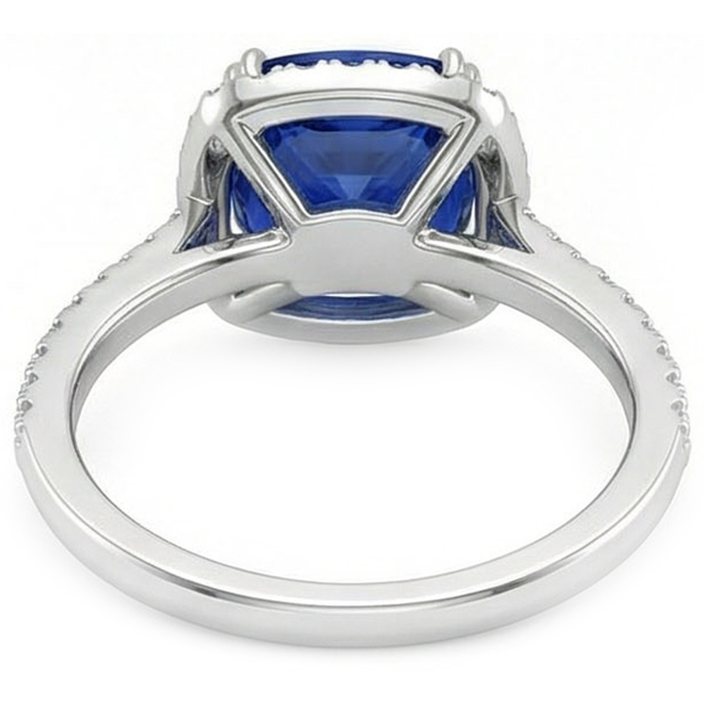 natural round sapphire 3.5ct ring profile view