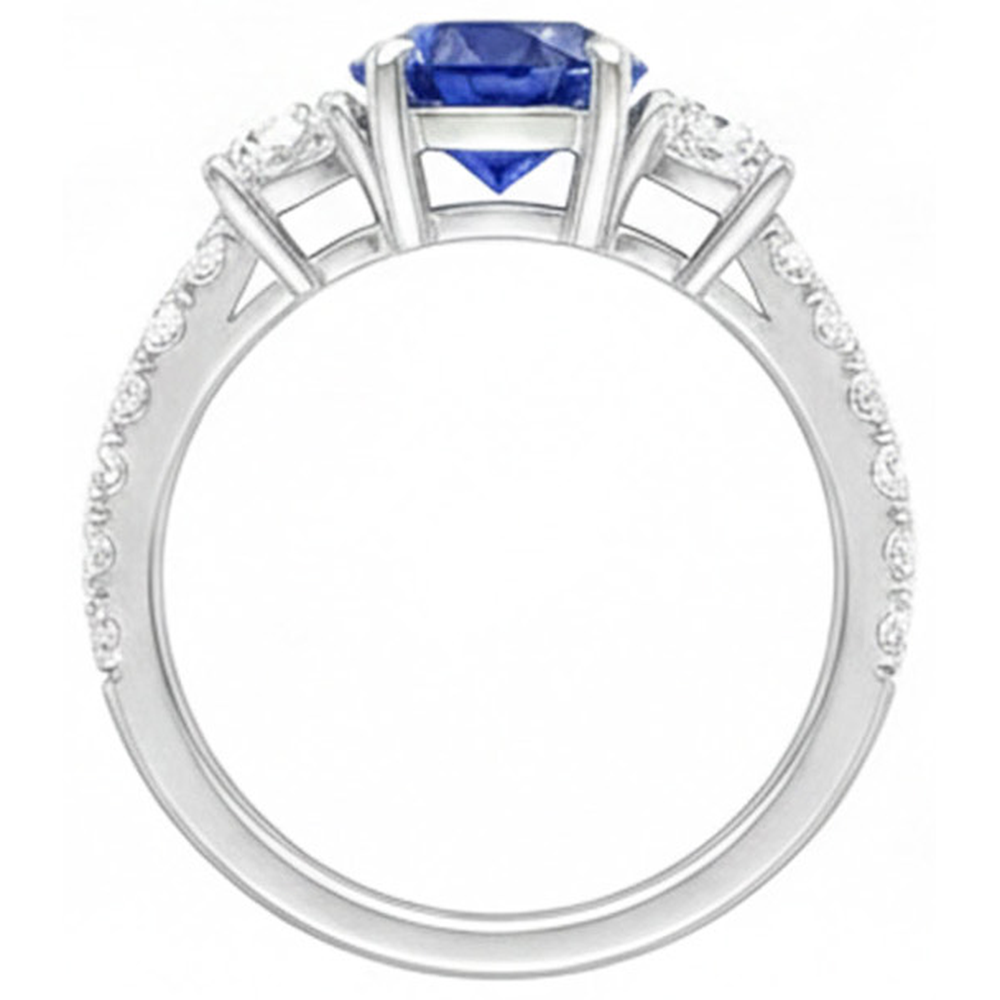 natural round sapphire 4.50ct ring on white background