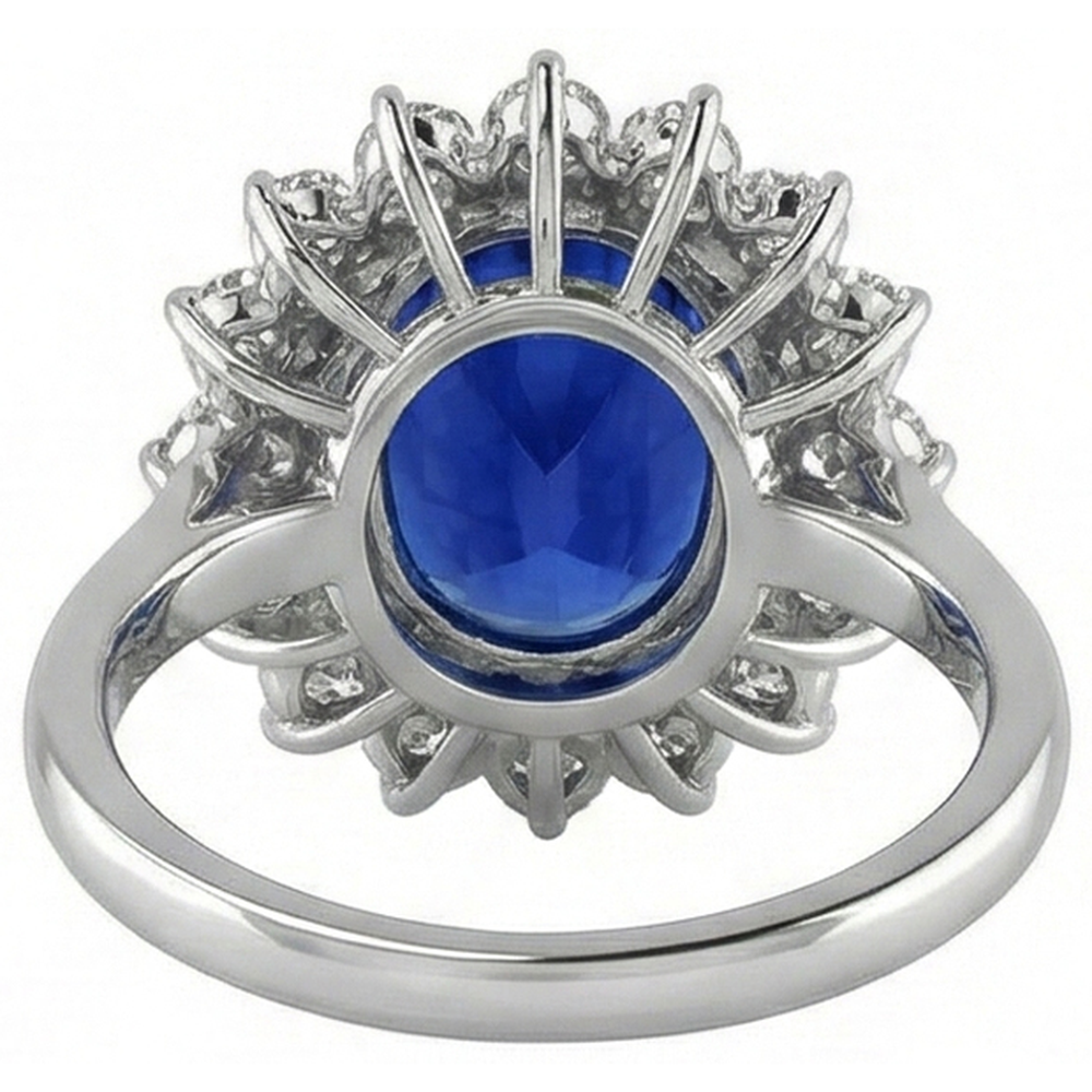 natural round sapphire 5ct ring with diamond accents