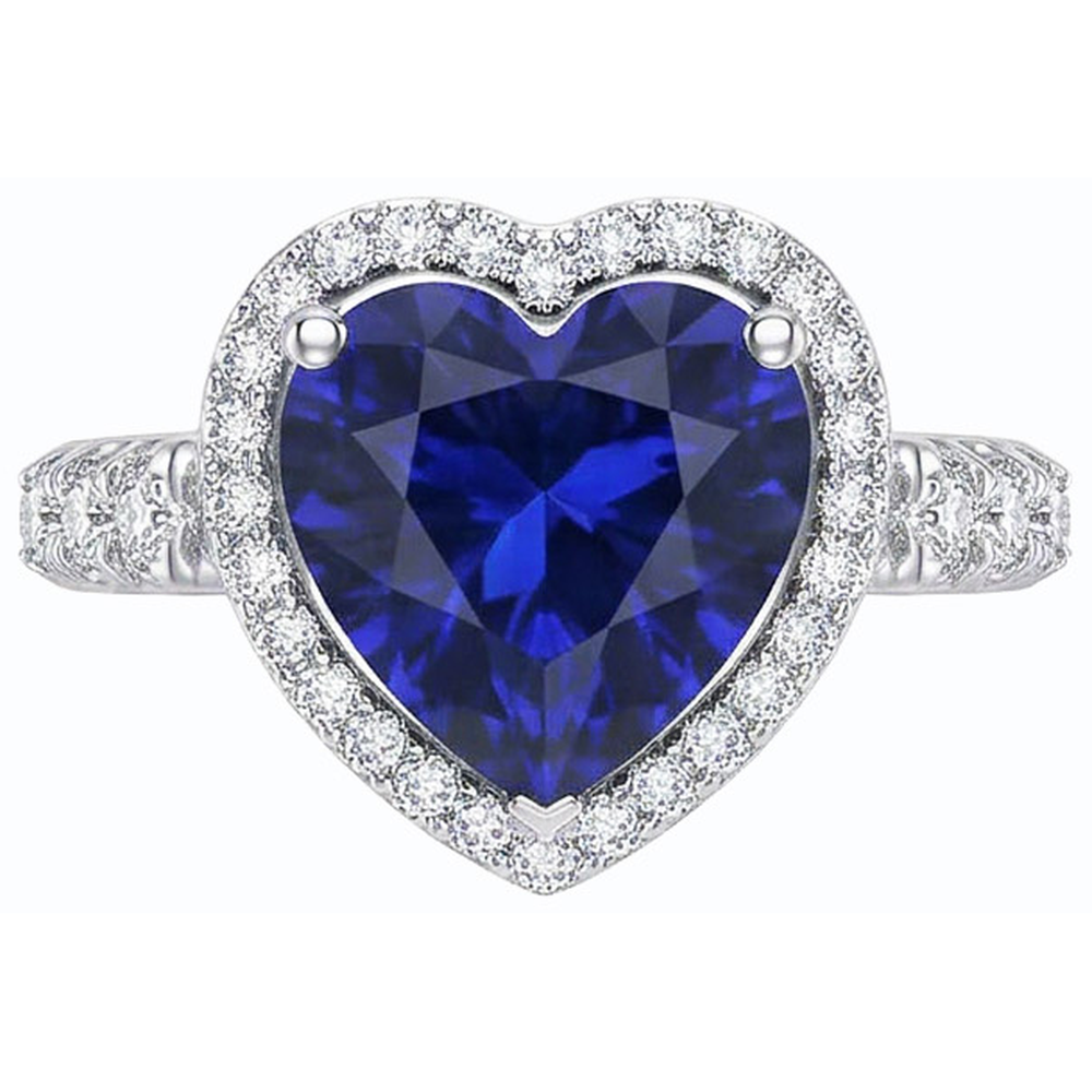 natural round sapphire 3.50ct ring profile view