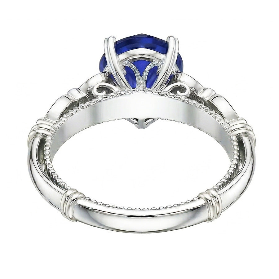 Blue Sapphire Heart Gemstone Ring 2.50 Carats Antique Style Jewelry