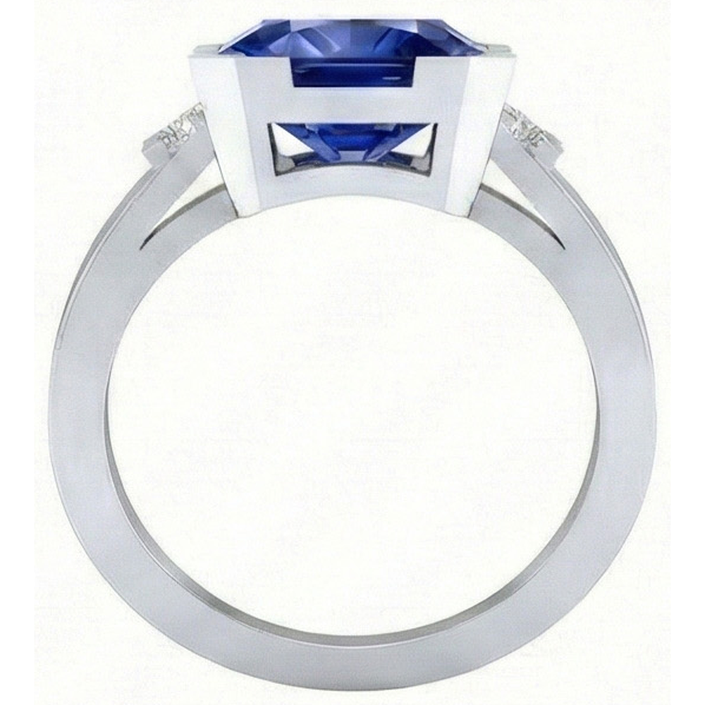 Blue Sapphire Mens Ring 4 Carats Bar Set Gold Princess Natural Earth Mined Diamond ( Not Lab Grown )s