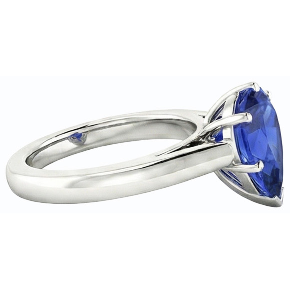 Blue Sapphire Solitaire Engagement Ring Pear Cut 2.50 Carats